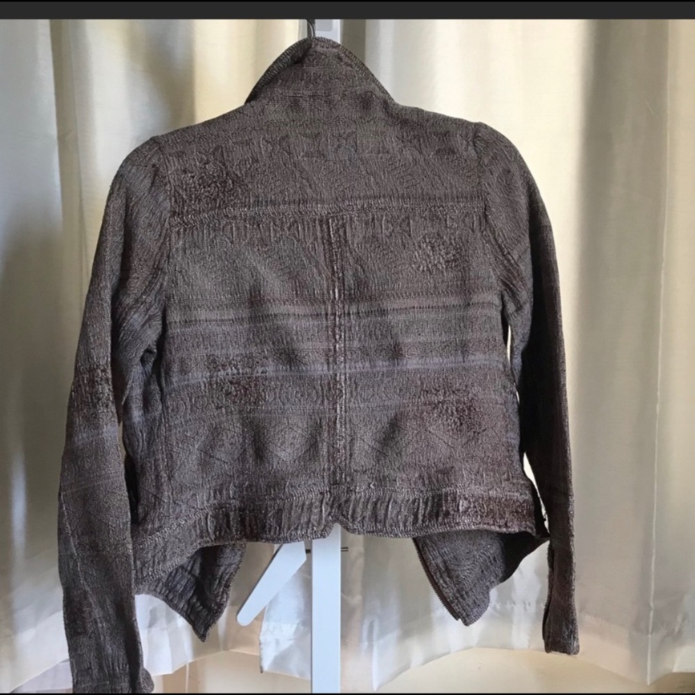 Free people brown tapestry Moto jacket - Picture 3 of 8